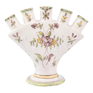 18th Century French Samadet Faience Tulip Vase Tulipiere For Sale