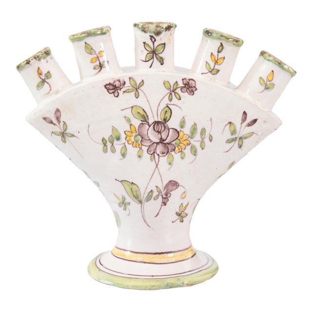 18th Century French Samadet Faience Tulip Vase Tulipiere For Sale