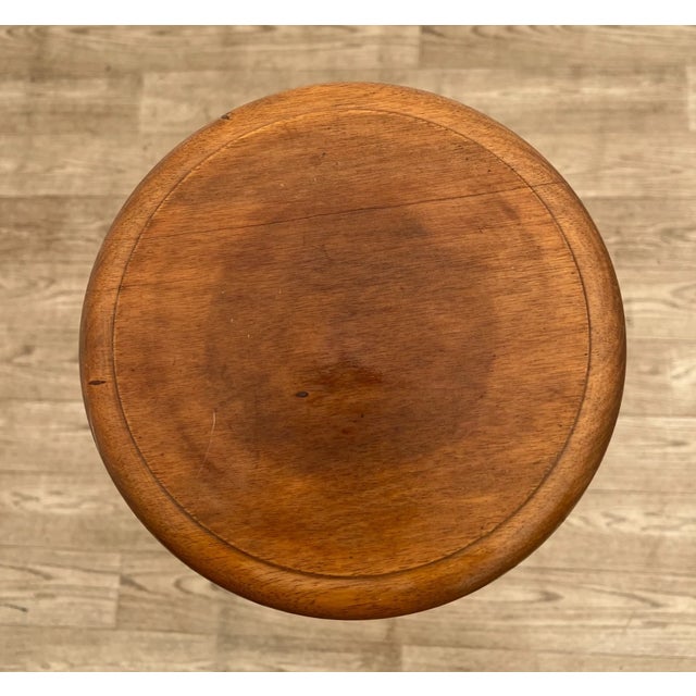 Brown Vintage Plant Stand Tall Table Barley Twist Pedestal Column Round Top Walnut For Sale - Image 8 of 9