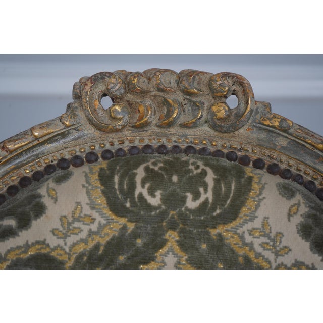 Textile Pair Vintage French Louis XVI Painted Armchairs For Sale - Image 7 of 18