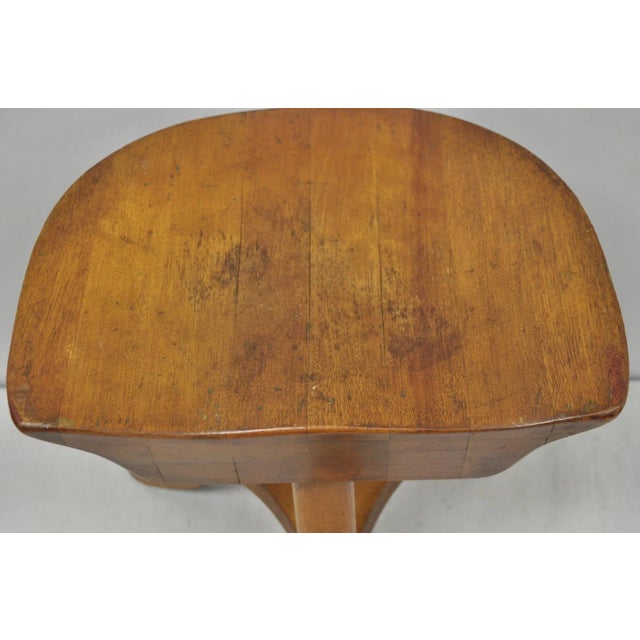 Vintage Mid Century Modern Mahogany Adolf Loos Theban Style Tripod Saddle Stool For Sale - Image 11 of 17