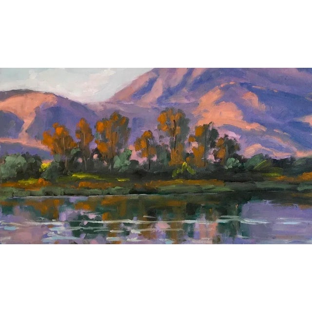 Textile Morning Light Over Diablo, Modern Oil Painting - Unframed For Sale - Image 7 of 8