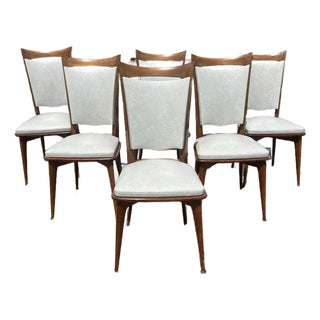 French Mid-Century Modern 1960's Walnut Dining Chairs - Set of 6 For Sale
