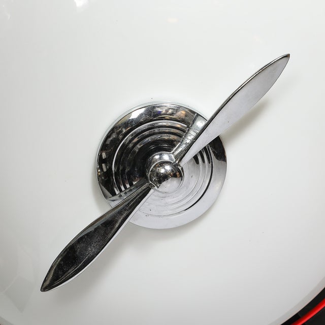 Art Deco Machine Age Milk Glass & Chrome Airplane Flush Mount For Sale - Image 9 of 12
