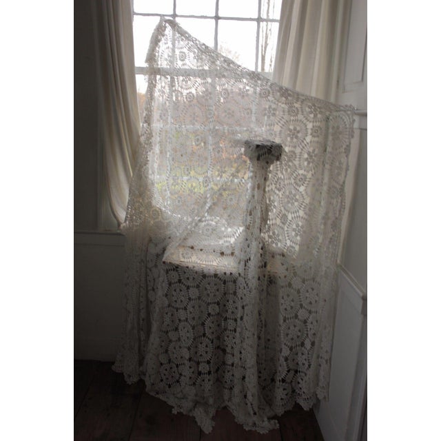 Vintage French Hand Made Crochet Lace Coverlet Curtain Drape