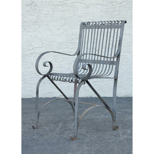 Antique Wrought Iron Scroll Garden Armchair For Sale - Image 12 of 13