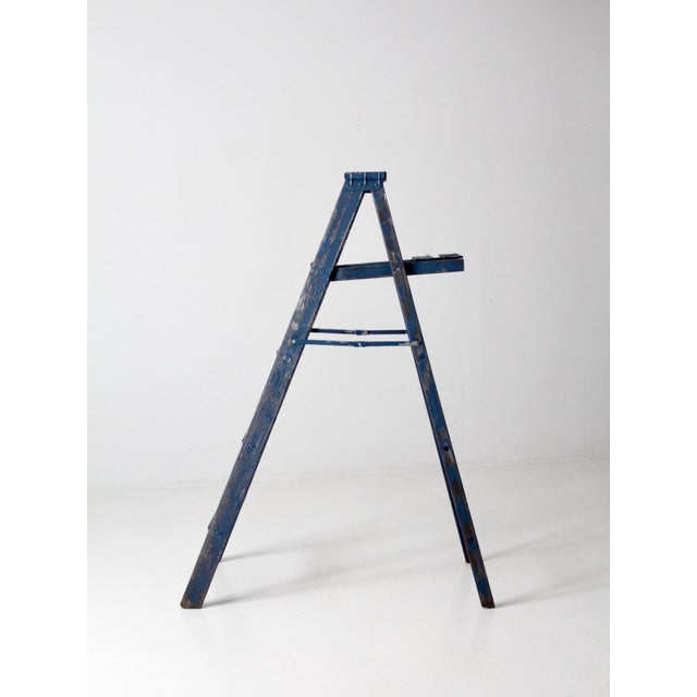 Vintage Blue Wooden Ladder For Sale - Image 10 of 12