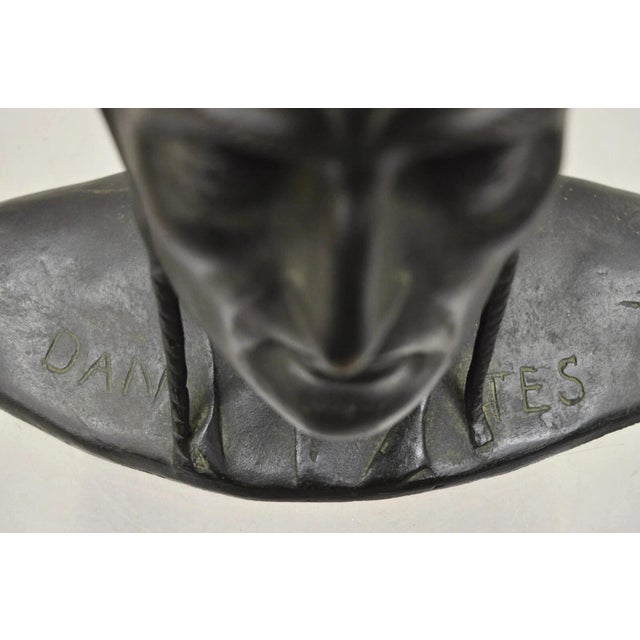 Metal Antique Cast Bronze 9" Dante Dantes Alighieri Bust Sculpture Statue For Sale - Image 7 of 11