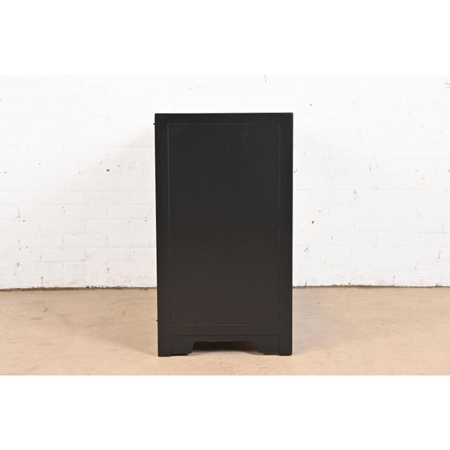 Michael Taylor for Baker Far East Collection Black Lacquered Bar Cabinet, Newly Refinished For Sale - Image 11 of 13