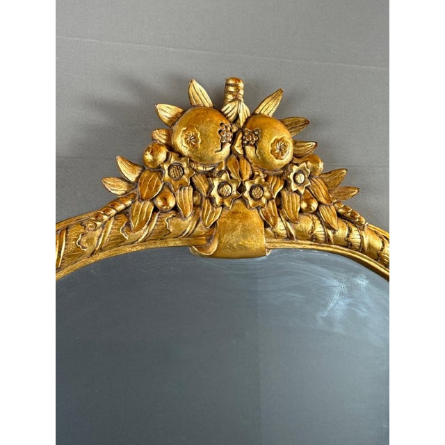 20th Century Carved and Gilded Wooden Mirror Decorated with Fruit and Flowers For Sale - Image 5 of 9