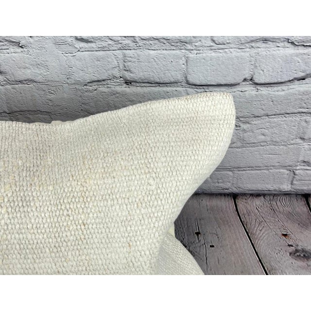Turkish 16 x 24 Hemp Pillow Turkish Cushion Natural White Pillow Cushion Cover For Sale - Image 3 of 4