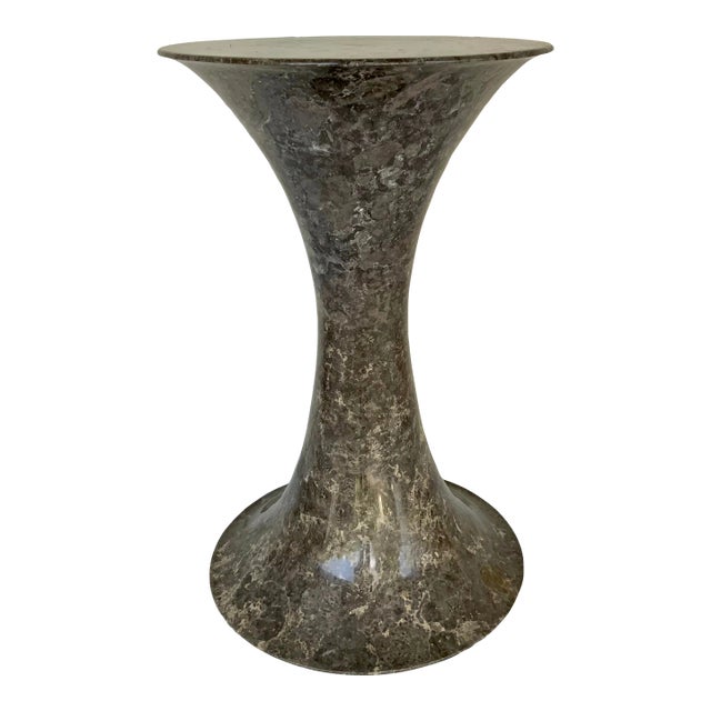 Noir Modern Gray and Taupe Solid Marble Calitri Side Table For Sale