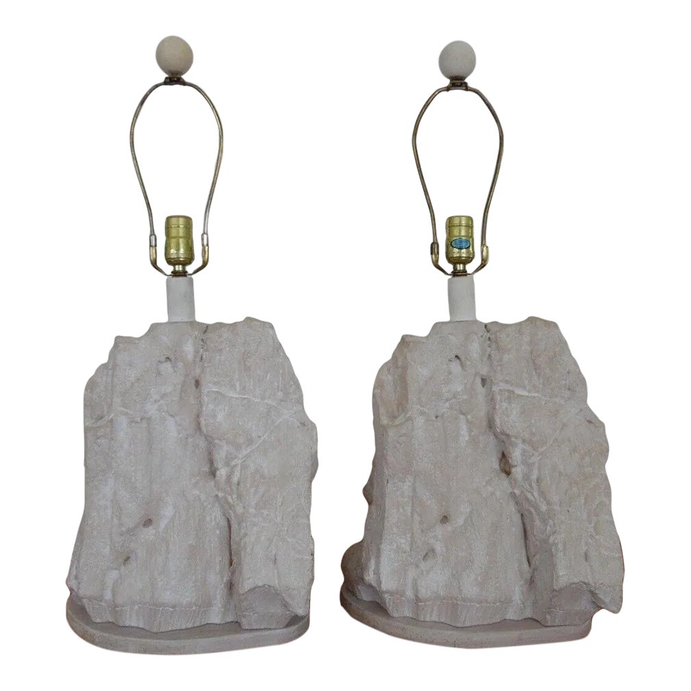 MidCentury Modern Rock Stone Table Lamps Sirmos Style Chairish