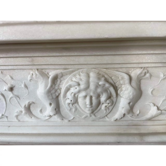 Magnificent 1820s Italian Neoclassical Mantel in Fine Statuary Carrara Marble For Sale - Image 10 of 11