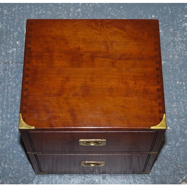 Military Campaign 2-Drawer Nightstand from Kennedy / Harrods For Sale - Image 3 of 9