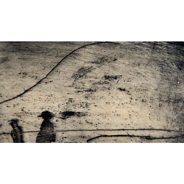 Contemporary Two Figures on the Shore - Minimalist Landscape Drypoint Etching in Ink on Paper by Doris Warner For Sale - Image 3 of 3