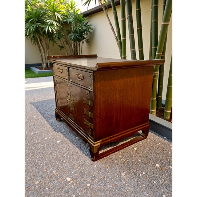 Early 20th Century Antique Korean Bandaji Chest-Brass Hardware-Locked Cabinet-Asian Furniture-Folk For Sale - Image 5 of 11