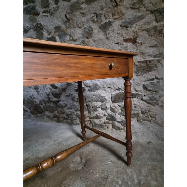 Antique Elm Writing Table with Large Drawer, France, 1920s For Sale - Image 10 of 18