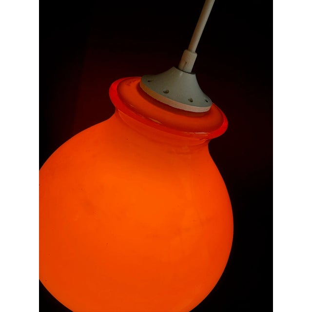 Vintage Orange Opaline Pendant Light, 1970s For Sale - Image 4 of 9