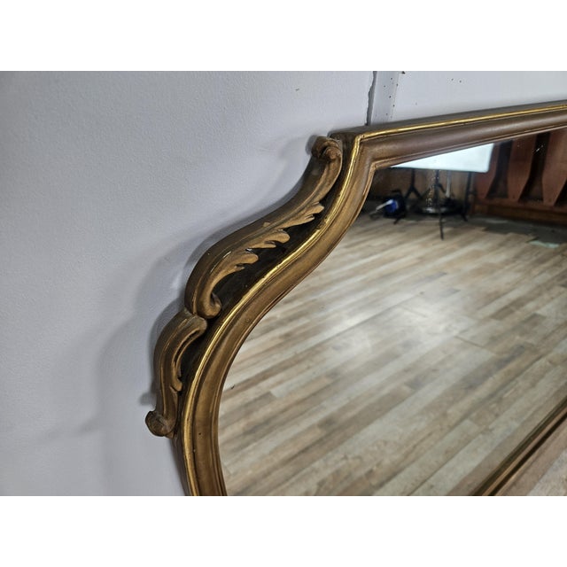 Mid-Century Modern Large Vintage Mirror in Gold-Lacquered Wood, 1960 For Sale - Image 3 of 15