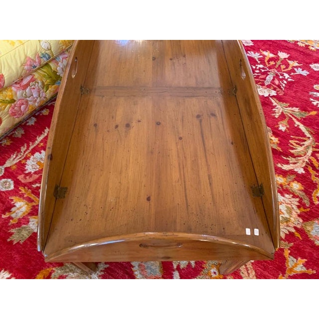 Late 20th Century Georgian Yew Wood Butler’s Drop Leaf Tray Table For Sale In New York - Image 6 of 9
