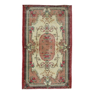 1970s Vintage Handmade Wool Cotton Pink Area Rug For Sale