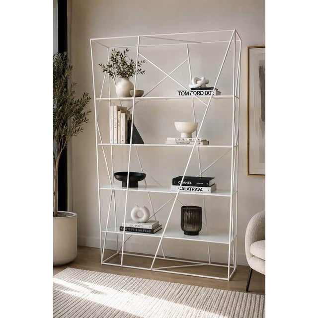 Tonin Casa “Naviglio” Italian Modern White Metal and Glass Bookcase For Sale - Image 9 of 9