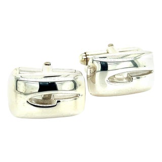 1990s Pair of Gucci Estate Mens Cufflinks Silver For Sale