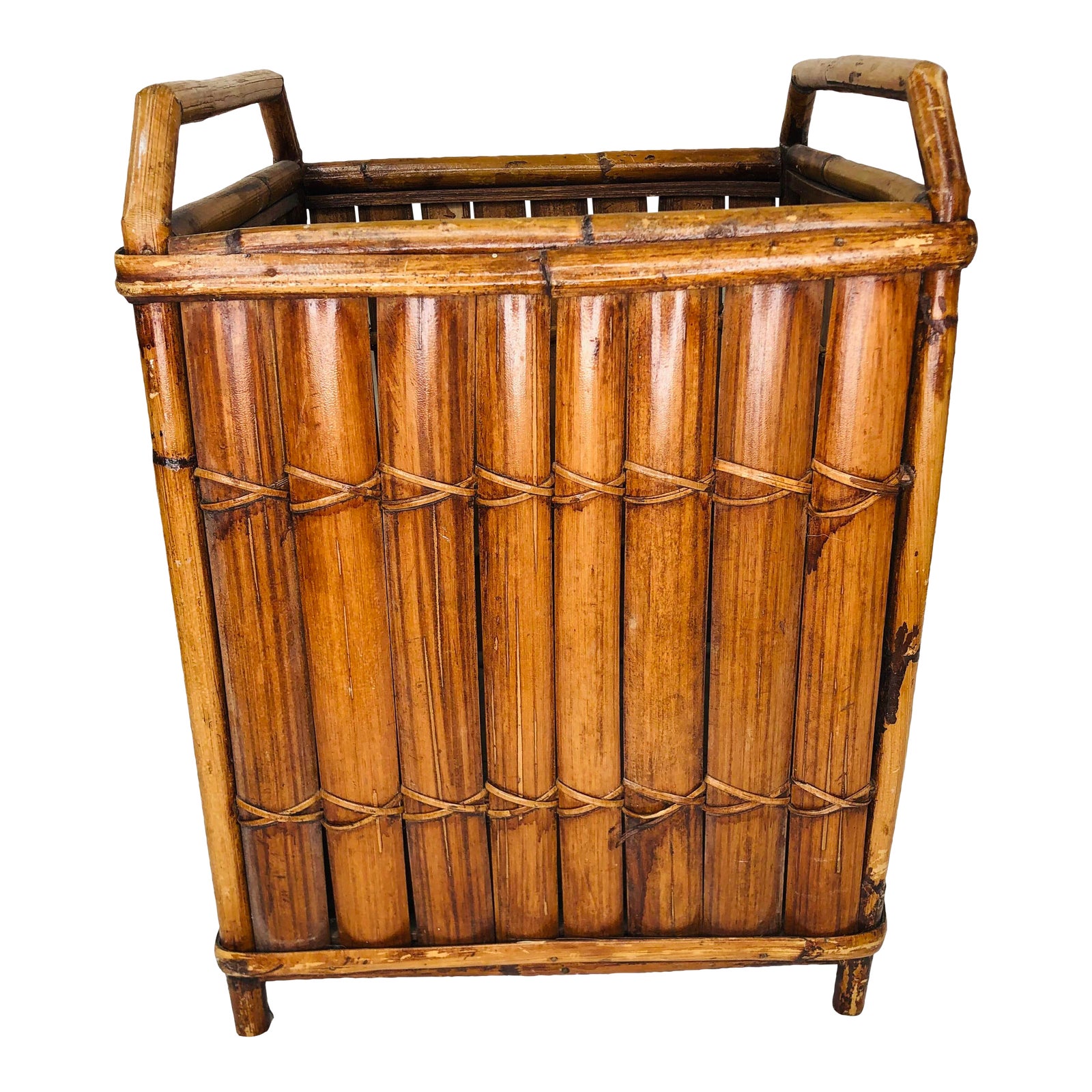 1970s Bamboo Kindling Box Chairish