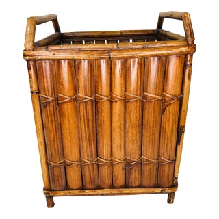 1970s Bamboo Kindling Box For Sale