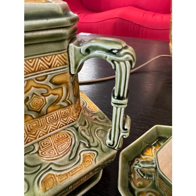 Ceramic Earthenware Service by Boulenger, 1880, Set of 9 For Sale - Image 7 of 9