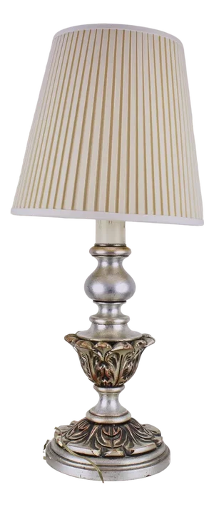 Silver Enameled Wooden Table Lamp