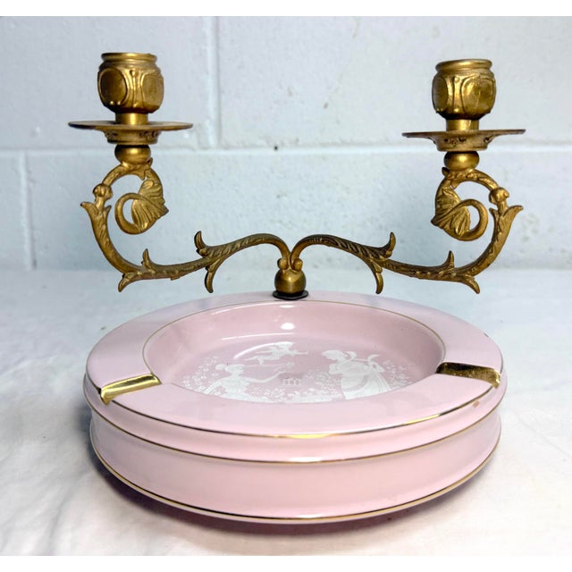 This vintage ashtray is a rare find, hailing from Florence Italy with a unique design featuring pate sur pate Italian pink...