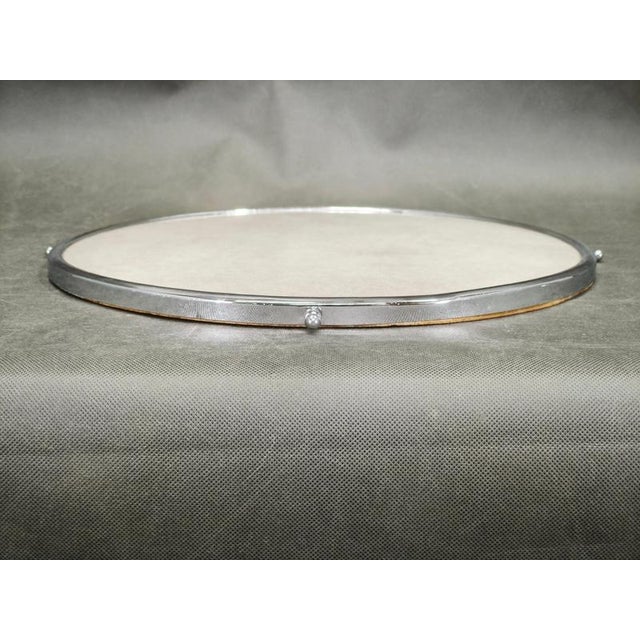 Art Deco Czech Round Serving Tray in Chrome, Glass and Wood, 1930s For Sale - Image 6 of 8