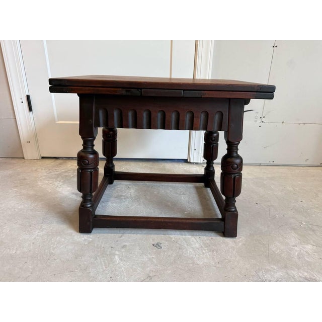 Early 20th Century Antique Jacobean Revival Style Walnut Extension Side Table For Sale - Image 11 of 17