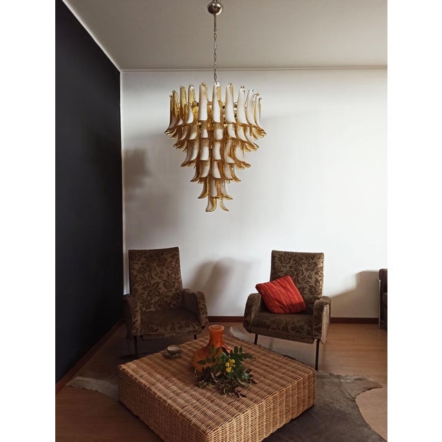 Vintage Italian Murano Chandelier with Caramel Glass Petals in the style of Mazzega, 1990 For Sale - Image 8 of 17