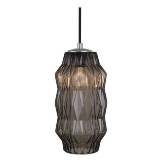 Mimo by Oggetti Faceted Glass Pendant Light, Bronze, Gunmetal For Sale