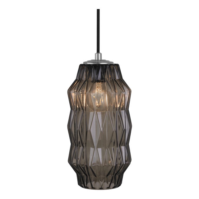 Mimo by Oggetti Faceted Glass Pendant Light, Bronze, Gunmetal For Sale