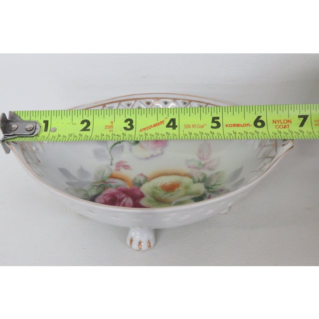 Porzellanfabrik Kalk Pierced Floral Footed Oval Bowl Candy Dish 4593b For Sale - Image 12 of 13