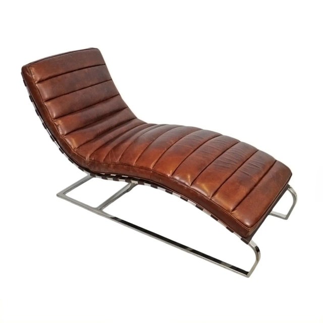 Modern Chestnut & Chrome Chaise Lounge For Sale - Image 10 of 10