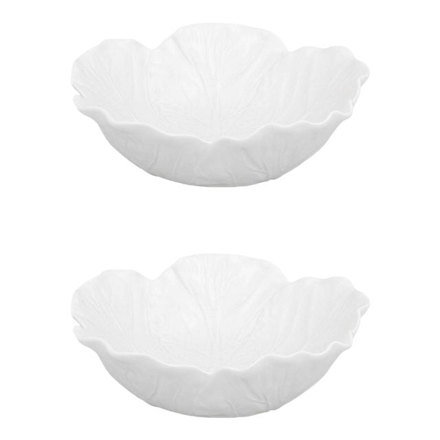 Bordallo Pinheiro Cabbage Bowl 27 oz - Individual Salad Bowl, Beige, Set of 2 For Sale