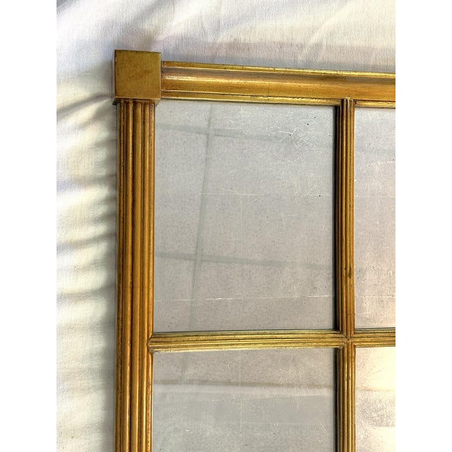 Gold Vintage Bernhardt Large Paneled Gold Painted Wood Frame and Silver Leaf Mirror For Sale - Image 8 of 16