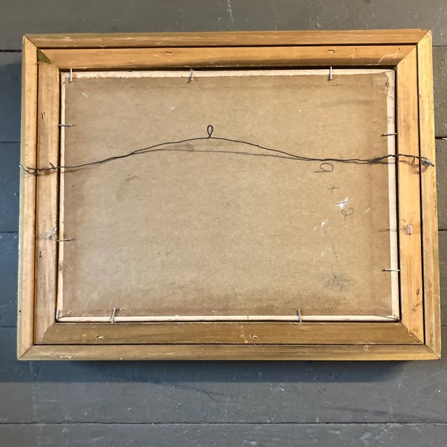 1950’s Naive Impressionist Snow Scene Cityscape With Figures Vintage Frame For Sale - Image 4 of 4