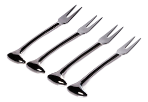 Sable 4-Piece Set Cheese & Cocktail Forks, Nickel