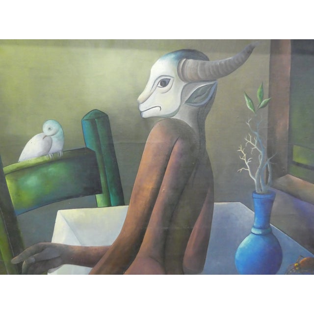 1960s Vintage Surrealist Half Goat Half Human Haitian Painting Chairish