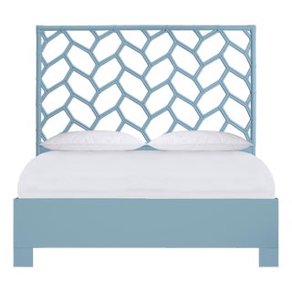 Silas Platform Bed Queen - Pool Blue For Sale