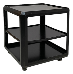 Italian Modern Square Wooden Black Cart, 1970s