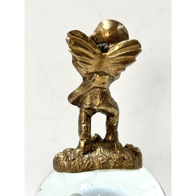 Vintage Gold-Tone Cherub on Bubble Glass Orb Paperweight For Sale - Image 9 of 9