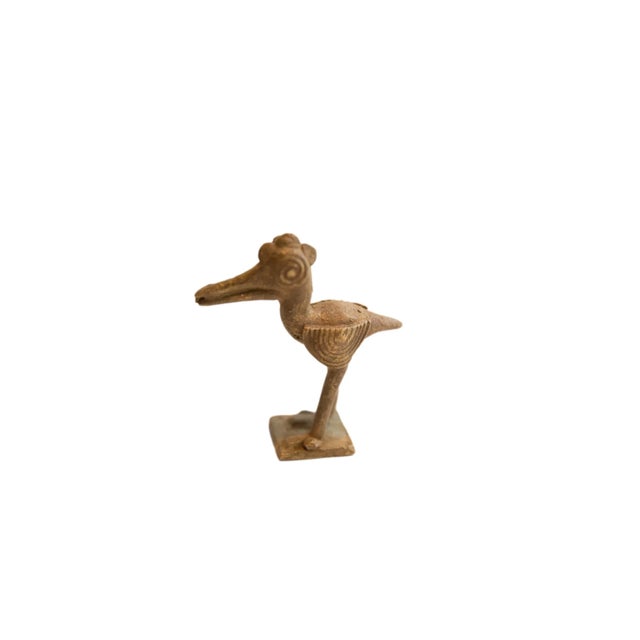 Mid 20th Century Vintage African Imperfect Crowned Bird Figurine For Sale - Image 5 of 5