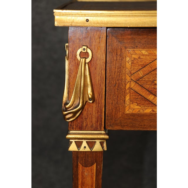 Fine French Louis XVI Marquetry Tulipwood and Kingwood End Table With Bronze For Sale - Image 11 of 12